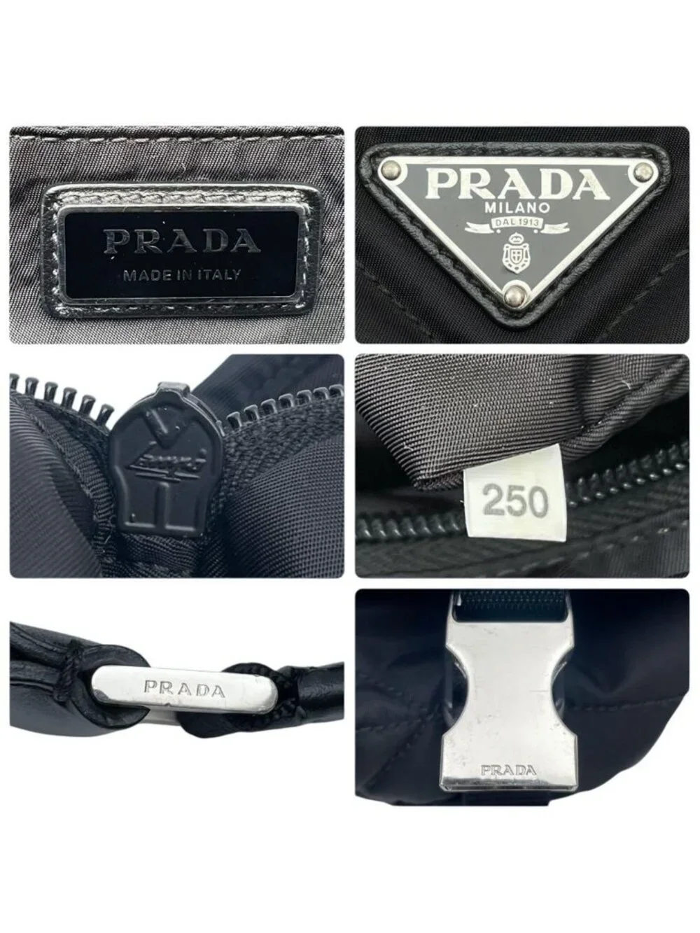 Prada Nylon Leather Padded Quilted Shoulder Bag Black